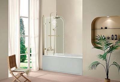 Шторка для ванны Cezares RETRO-A-V-1-80/145-CP-G-L