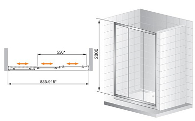 Душевая дверь в нишу Cezares Family BF3 100 P Cr