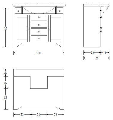 Тумба с раковиной Eban Eleonora 105 орех