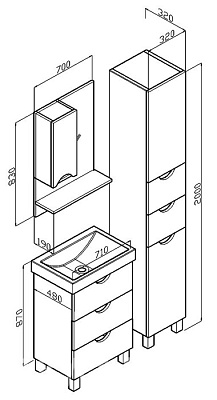 Тумба с раковиной Бриклаер Токио 70