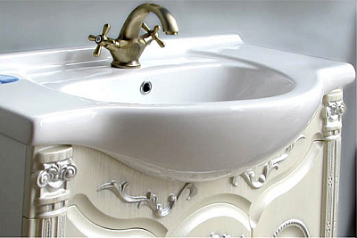 Тумба с раковиной Атолл Наполеон 287 серебряная патина