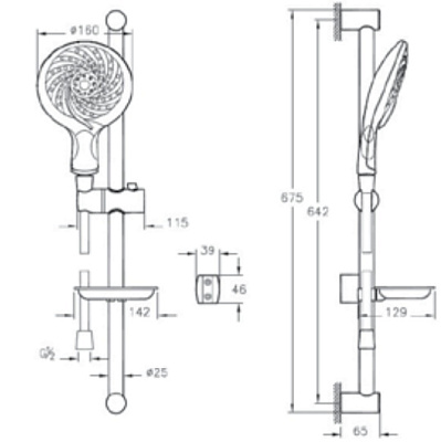 Душевой гарнитур VitrA Samba A45680WSA 5 режимов с мыльницей