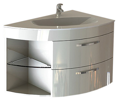 Тумба с раковиной De Aqua Трио Люкс белая R