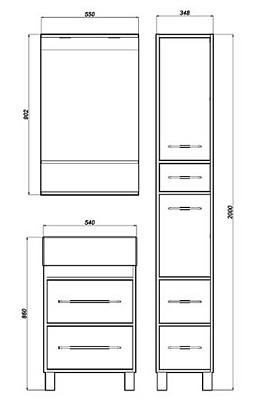 Тумба с раковиной Бриклаер Чили 55 серая лиственница