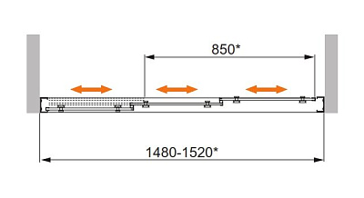 Шторка на ванну Cezares FAMILY-B-V-3-150/140-C-Cr