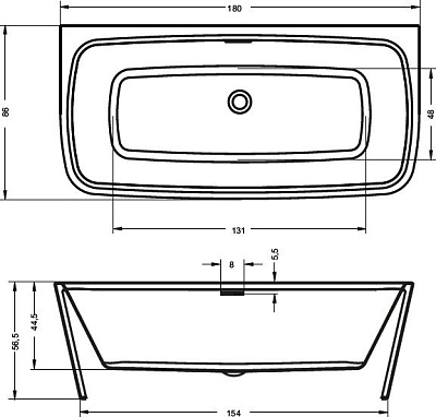 Акриловая ванна Riho Adore FS 180x86