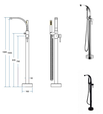 Смеситель напольный BESCO Decco хром