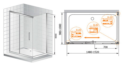 Душевой уголок Cezares Premier Soft AH1 150/100 C Cr IV