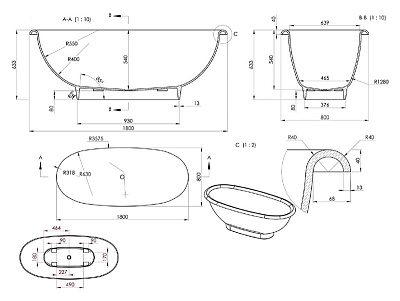 Ванна из литьевого мрамора Romance Collection Camelot 180x80