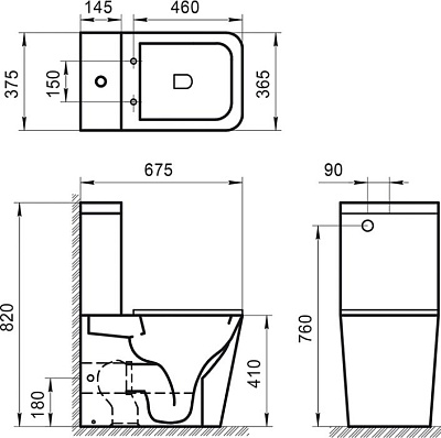 Чаша для унитаза-компакт BelBagno Ardente-R BB02093CPR