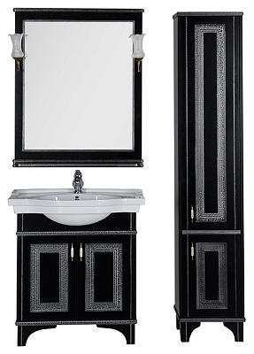Мебель для ванной Aquanet Валенса 80 черный краколет/серебро