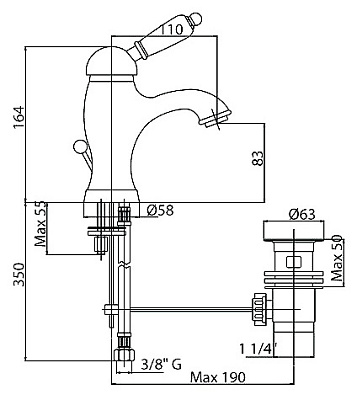 Смеситель Cezares Elite ELITE-LSM1-01-Bi для раковины