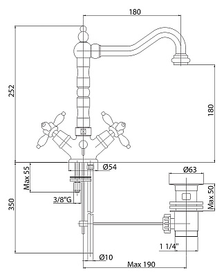 Смеситель Cezares Nostalgia NOSTALGIA-LS2-01 для раковины