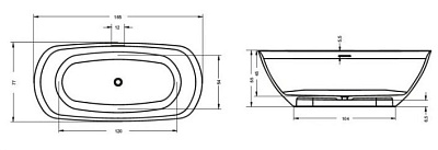 Ванна из литого мрамора Riho Oval 160x72