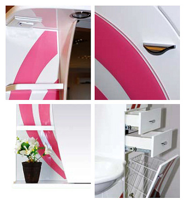 Тумба с раковиной Misty Каролина 60 3 ящика R розовое стекло