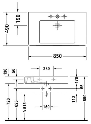 Раковина Duravit Vero 0329850000 (85 см)