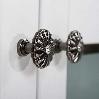 Мебель для ванной ASB-Mebel Флоренция 85 Массив ясеня белая патина серебро витраж