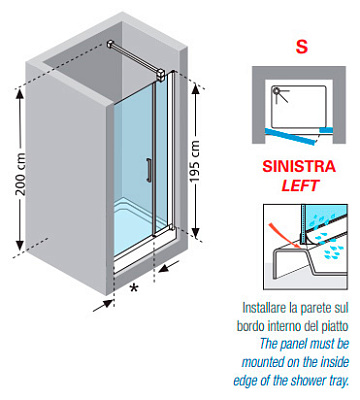 Душевая дверь в нишу Novellini Giada G+F in line GIADNGF102S-1K