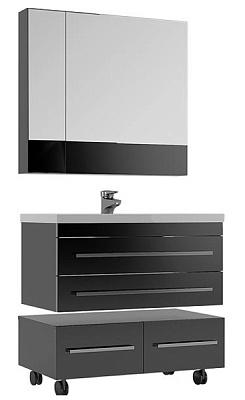 Тумба с раковиной Aquanet Верона 90 подвесная черная