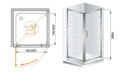 Душевой уголок Cezares Porta AH1 100/90 C Cr