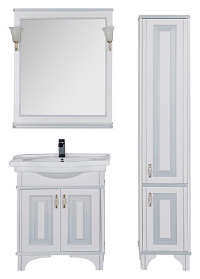 Тумба с раковиной Aquanet Валенса 80 белый краколет/серебро