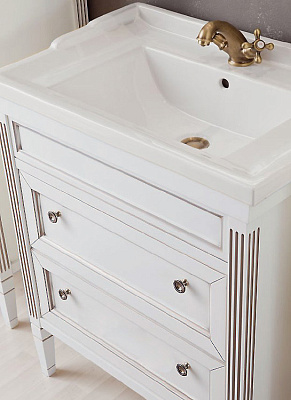 Тумба с раковиной Caprigo Альбион 80 BIANCO Light Vintage с ящиками