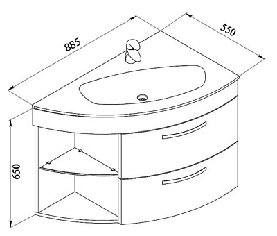 Тумба с раковиной De Aqua Трио Люкс  R