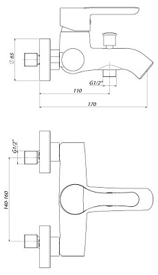 Смеситель GPD Felis MBB75 для ванны с душем