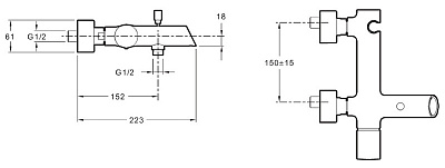 Смеситель Jacob Delafon Toobi E8963-CP для ванны с душем