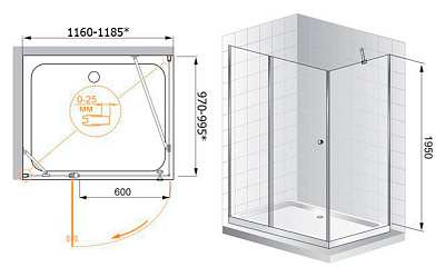 Душевой уголок Cezares Triumph AH1 120/100 P Cr L