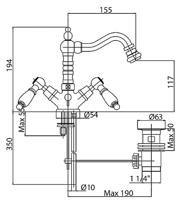 Смеситель Cezares Diamond DIAMOND-BS2-01-Sw для биде