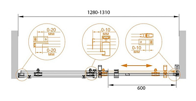 Душевая дверь в нишу Cezares STYLUS-O-M-BF-1-130-C-Cr