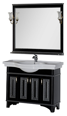 Мебель для ванной Aquanet Валенса 110 черный краколет/серебро