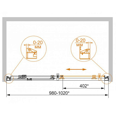 Душевая дверь в нишу Cezares ROSA-BF-1-120-RO-Bi