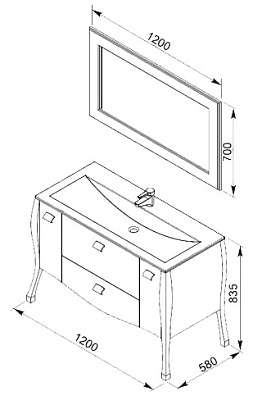 Тумба с раковиной Aquanet Мадонна 120 черная с кристаллами Swarovski