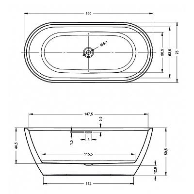 Акриловая ванна RIHO Inspire FS 160x75