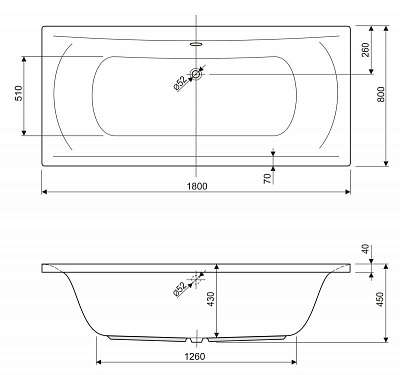 Акриловая ванна CEZARES Arena 180x80