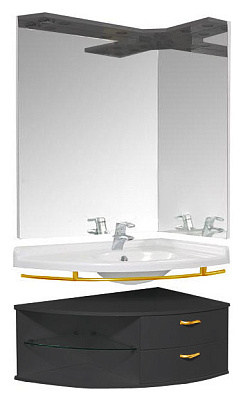 Тумба с раковиной De Aqua Трио  R фурнитура золото