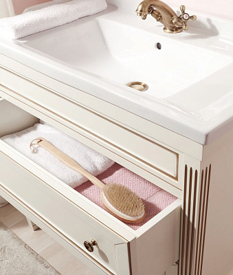 Тумба с раковиной Caprigo Альбион 80 BIANCO Light Vintage с ящиками