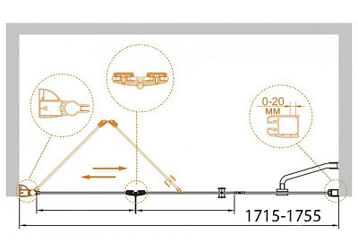 Душевая дверь в нишу Cezares Elena BS 13 100 + 40/40 C Cr