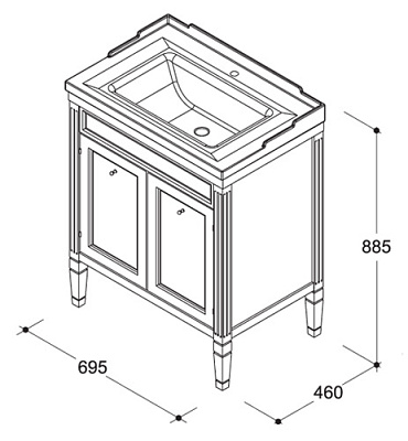 Тумба с раковиной Caprigo Альбион 70 BIANCO Light Vintage