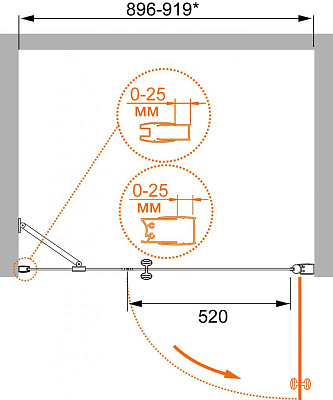 Душевая дверь в нишу Cezares TRIUMPH-D-B-11-50+90-C-Cr-L