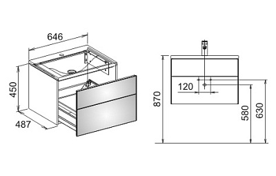 Тумба с раковиной Keuco Royal Reflex белый 65 см
