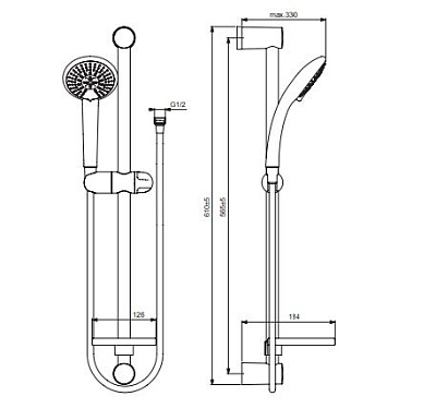 Гарнитур душевой FRESH M3 штанга 600мм+шланг+лейка 3 режима струи Vidima BA212AA