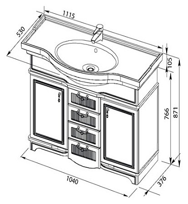 Тумба с раковиной Aquanet Луис 110 NEW темный орех