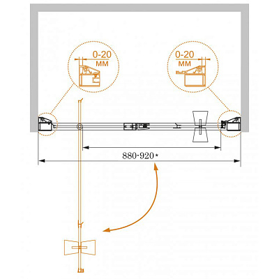 Душевая дверь в нишу Cezares ROSA-BA-1-90-RO-Bi