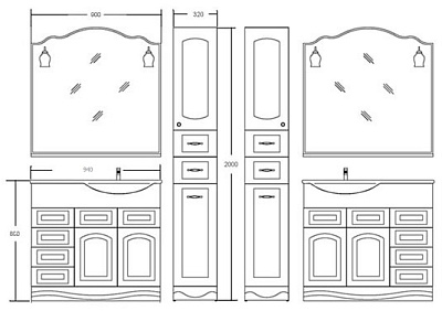 Тумба с раковиной Бриклаер Анна 90 белая L