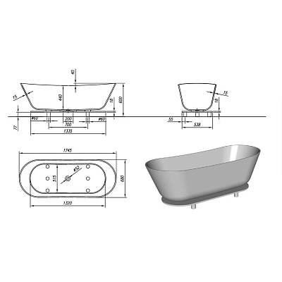 Акриловая ванна KOLPA SAN Atys Duo FS 174x70
