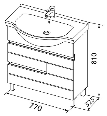 Тумба с раковиной Aquanet Доминика 80 черная
