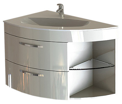 Тумба с раковиной De Aqua Трио Люкс белая L